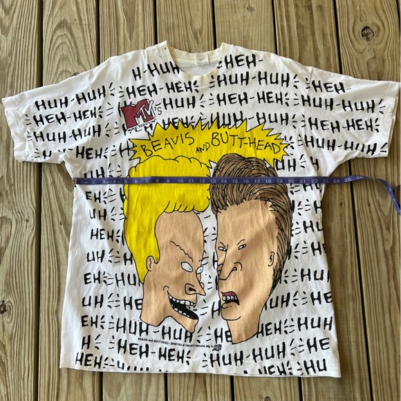 Beavis and Butt-head MTV Desantis shirt XL white 1995 Comic Images Butthead - Picture 2 of 7